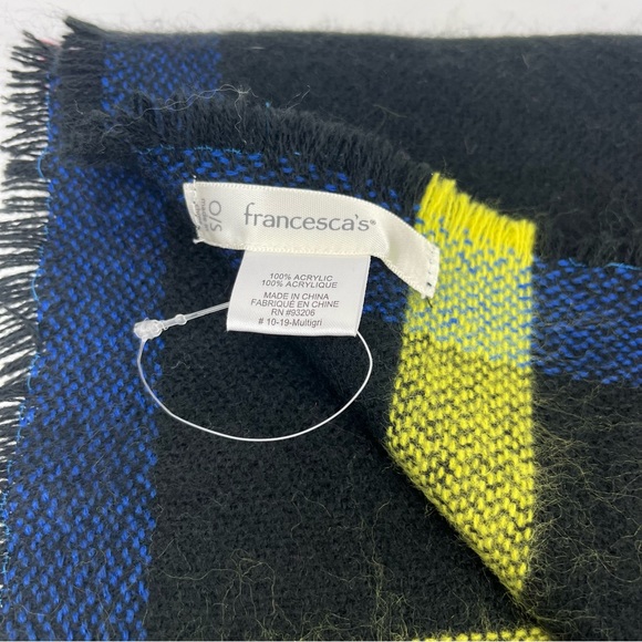 Francesca boutique plaid mult-colored large rectangular scarf/wrap - Picture 3 of 12